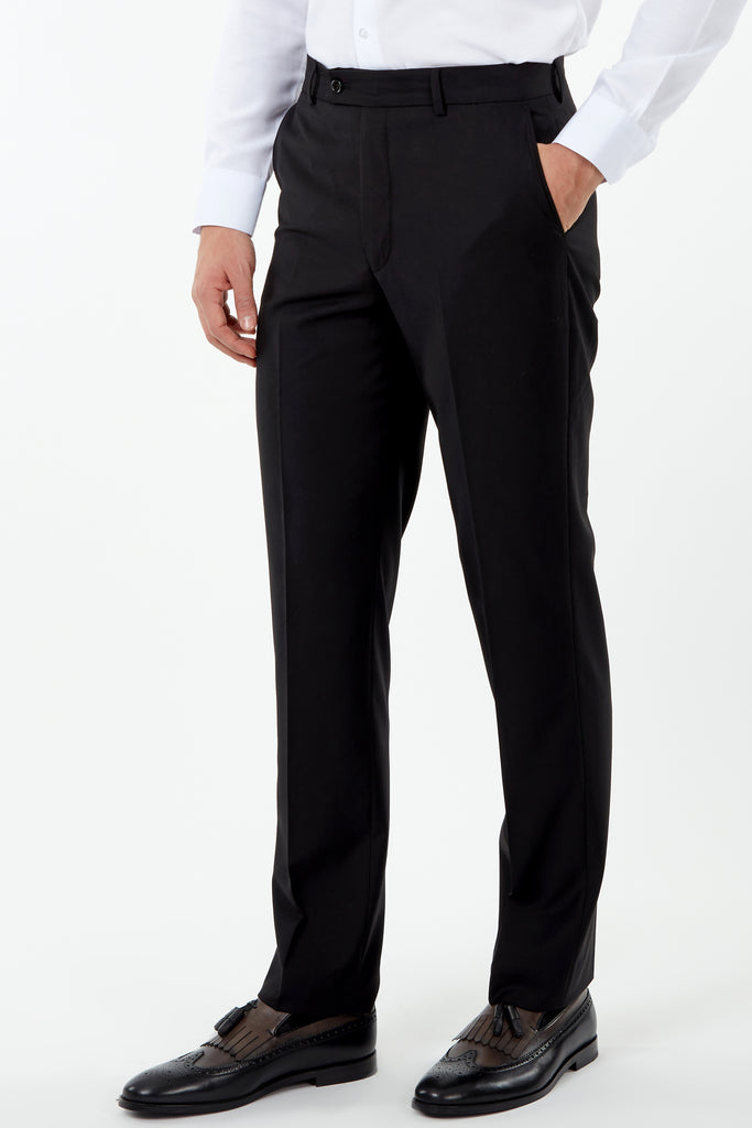 PARIS - Black Plain Tailored Fit Suit Trousers - Jack Martin Menswear