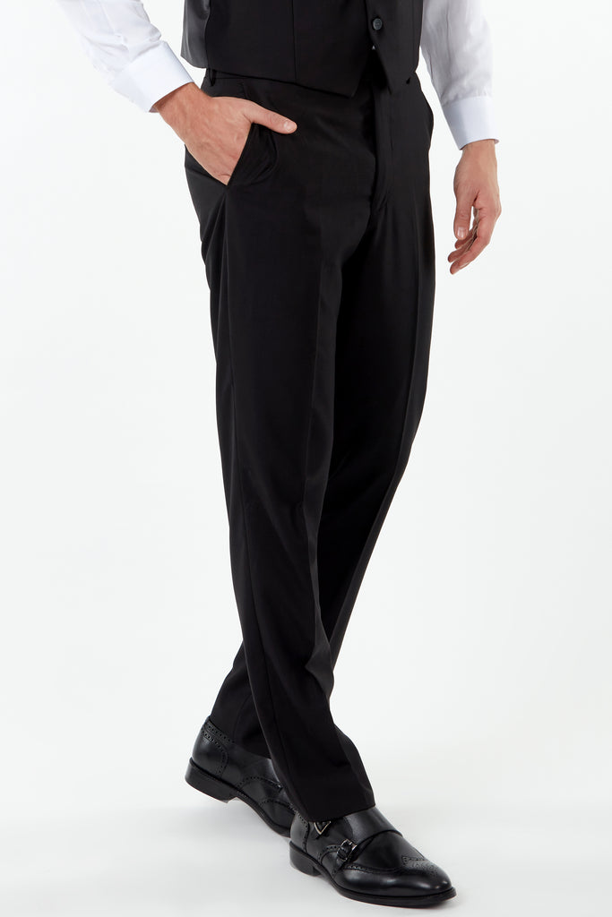 PARIS - Black Plain Tailored Fit Suit Trousers - Jack Martin Menswear