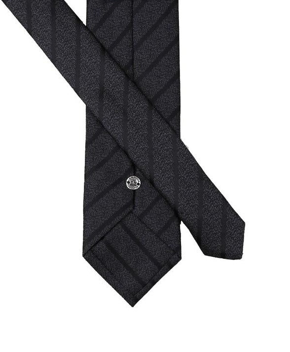 Tie & Hanky Set: Black & Grey Stripe Tie & Hanky - Jack Martin