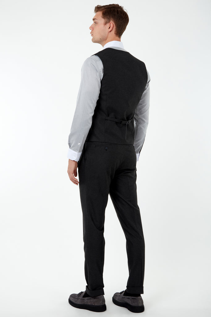 LAGUNA - Heather Black Collared Flannel Waistcoat - Jack Martin